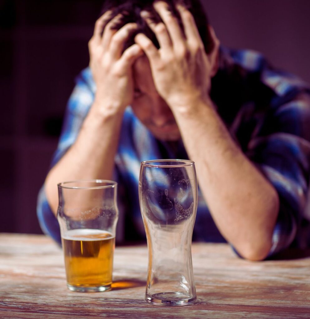 Man struggling with alcohol abuse